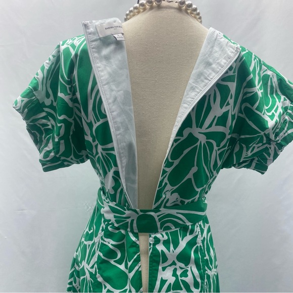 Banana Republic Midi Dress SM Belt Pockets Lined Zip Closure Green Floral - Picture 8 of 14